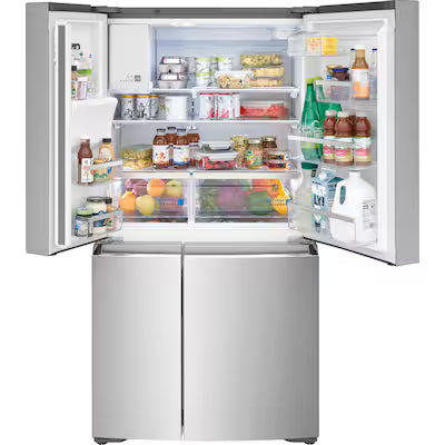 Frigidaire Gallery Counter-Depth 21.5-cu ft 4 -Door French Door Refrigerator with Ice Maker with Water and Ice Dispenser ( Fingerprint Resistant Stainless Steel ) Model# GRQC2255BF