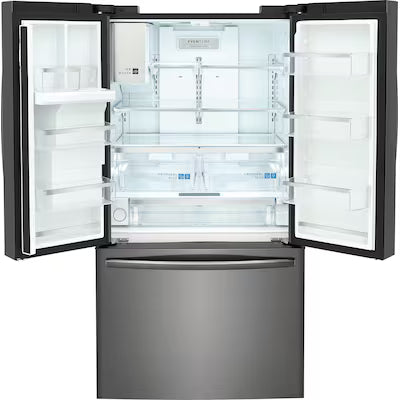 Frigidaire Gallery Standard-Depth 27.8-cu ft 3 -Door French Door Refrigerator with Dual Ice Maker with Water and Ice Dispenser ( Fingerprint Resistant Black Stainless Steel ) ENERGY STAR Certified Model# GRFS2853AD