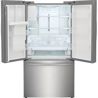 Frigidaire Standard-Depth 27.8-cu ft 3 -Door French Door Refrigerator with Ice Maker with Water and Ice Dispenser ( Stainless Steel ) ENERGY STAR Certified Model# FRFS2823AS