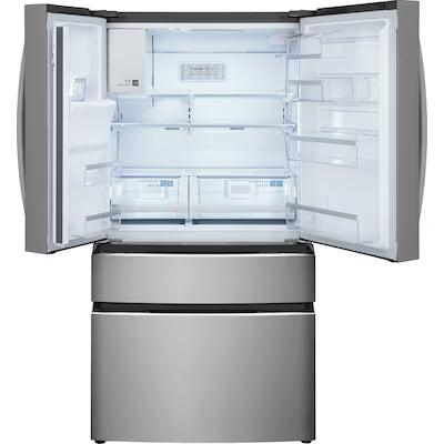 Frigidaire Counter-Depth 21.5-cu ft 4 -Door French Door Refrigerator with Ice Maker with Water and Ice Dispenser ( Smudge-Proof Stainless Steel ) ENERGY STAR Certified Model# GRMC2273CF