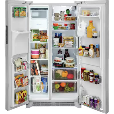 Frigidaire 25.6-cu ft Side-by-Side Refrigerator with Ice Maker ,Water and Ice Dispenser ( White ) ENERGY STAR Certified Model# FRSS2623AW