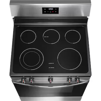 Frigidaire 30-in Glass Top 5 burners 5.3-cu ft Freestanding Electric Range Stainless Steel ) Model# FCRE3052BS