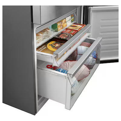 Coming Soon GE 17.7-cu ft Counter-Depth 31-in Wide Bottom-Freezer Refrigerator Fingerprint Resistant Stainless Steel ) ENERGY STAR Certified Model# GBE17HYRFS