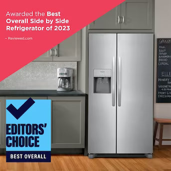 Frigidaire 25.6-cu ft Side-by-Side Refrigerator with Ice Maker ,Water and Ice Dispenser ( Stainless steel ) ENERGY STAR Certified Model# FRSS2623AS