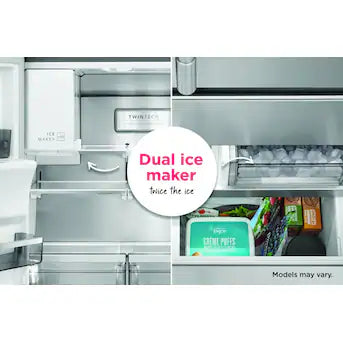 Frigidaire Gallery Standard-Depth 27.8-cu ft 3 -Door French Door Refrigerator with Dual Ice Maker with Water and Ice Dispenser ( Fingerprint Resistant Stainless Steel ) ENERGY STAR Certified Model# GRFS2853AF