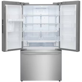Frigidaire Standard-Depth 28.8-cu ft 3 -Door French Door Refrigerator with Ice Maker with Water Dispenser ( Smudge-Proof Stainless Steel ) Model# FRFN2813AF