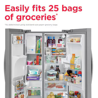 Frigidaire Gallery 25.6-cu ft Side-by-Side Refrigerator with Ice Maker ,Water and Ice Dispenser ( Fingerprint Resistant Stainless Steel ) ENERGY STAR Certified Model# GRSS2652AF