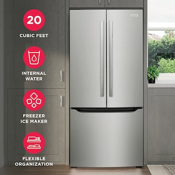 Frigidaire Gallery 30" Standard-Depth 20-cu ft 3 -Door French Door Refrigerator with Ice Maker with Water Dispenser ( Smudge-Proof Stainless Steel Model# GRFN2023AF
