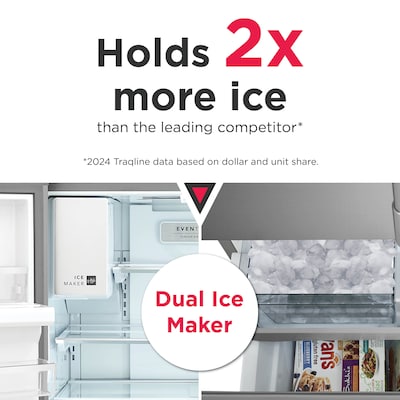 Frigidaire Gallery Standard-Depth 27.8-cu ft 3 -Door French Door Refrigerator with Dual Ice Maker with Water and Ice Dispenser ( Fingerprint Resistant Stainless Steel ) Model# GRFS2853AF