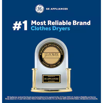 Coming Soon GE 7.2 cu. ft. Capacity Gas Dryer with Up To 120 ft. Venting and Reversible Door Model# GTD38GASWWS