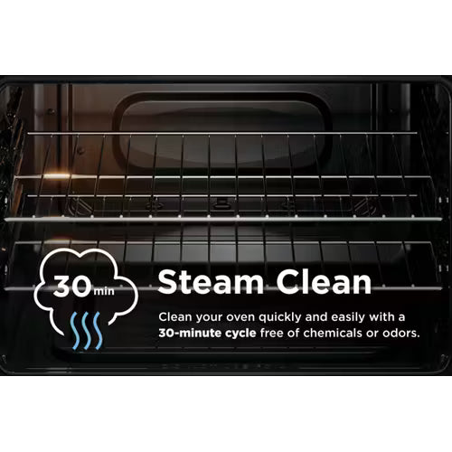 Frigidaire 30in 5 Burner Freestanding Gas Range in Stainless Steel with Quick Boil and Steam Clean Model# FCRG3062AS