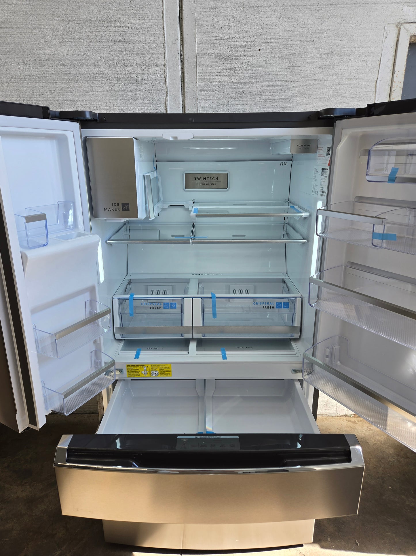 Frigidaire Counter-Depth 21.5-cu ft 4 -Door French Door Refrigerator with Ice Maker with Water and Ice Dispenser ( Smudge-Proof Stainless Steel ) ENERGY STAR Certified Model# GRMC2273CF
