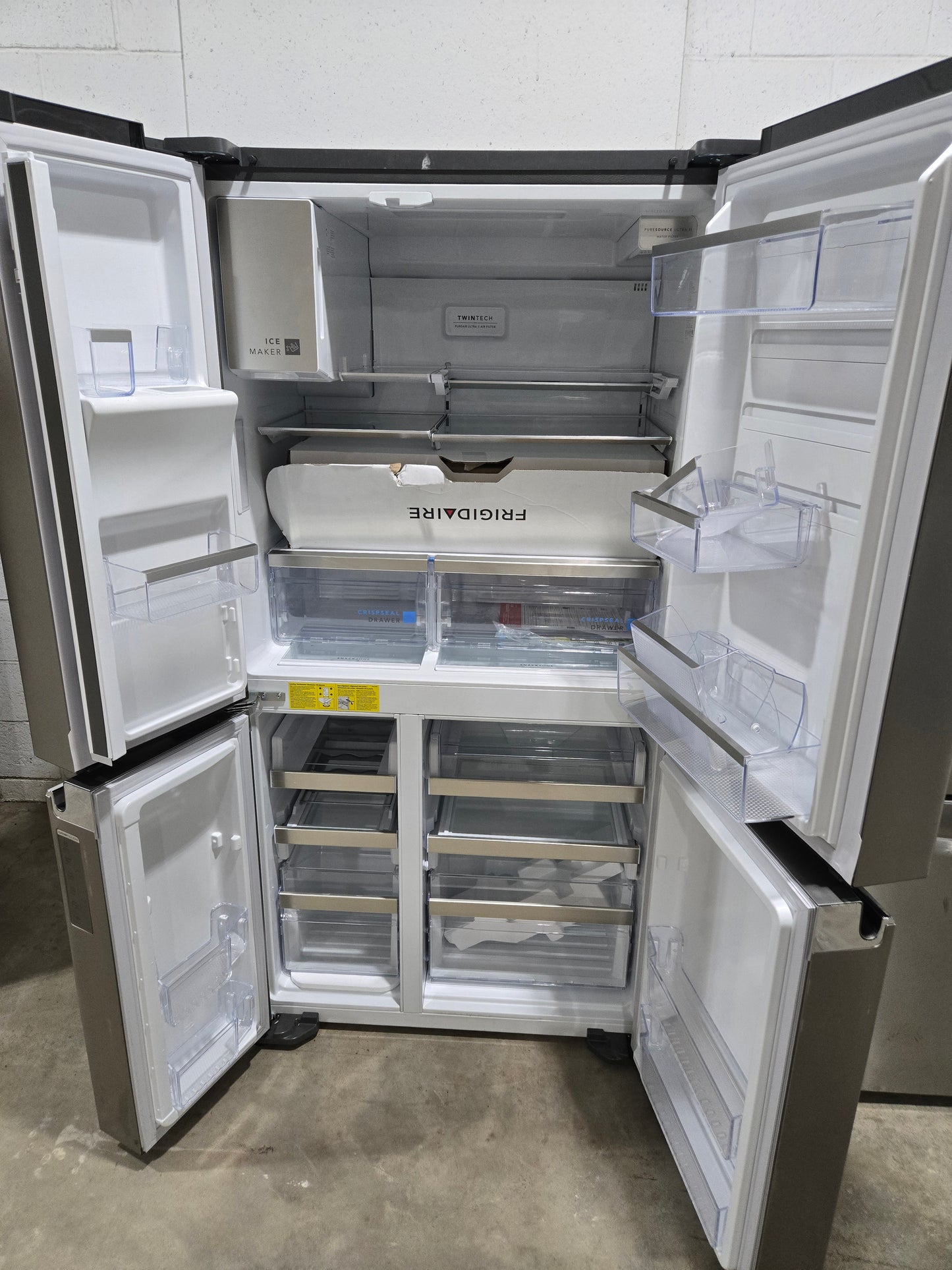 Frigidaire Gallery Counter-Depth 21.5-cu ft 4 -Door French Door Refrigerator with Ice Maker with Water and Ice Dispenser ( Fingerprint Resistant Stainless Steel ) Model# GRQC2255BF