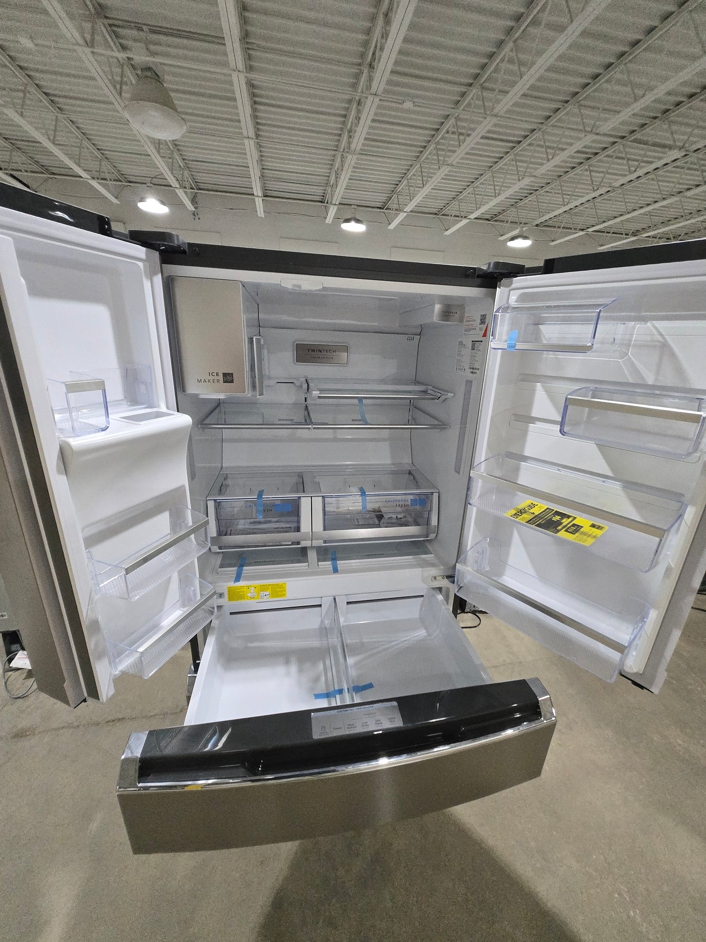 Frigidaire Counter-Depth 21.5-cu ft 4 -Door French Door Refrigerator with Ice Maker with Water and Ice Dispenser ( Smudge-Proof Stainless Steel ) ENERGY STAR Certified Model# GRMC2273CF