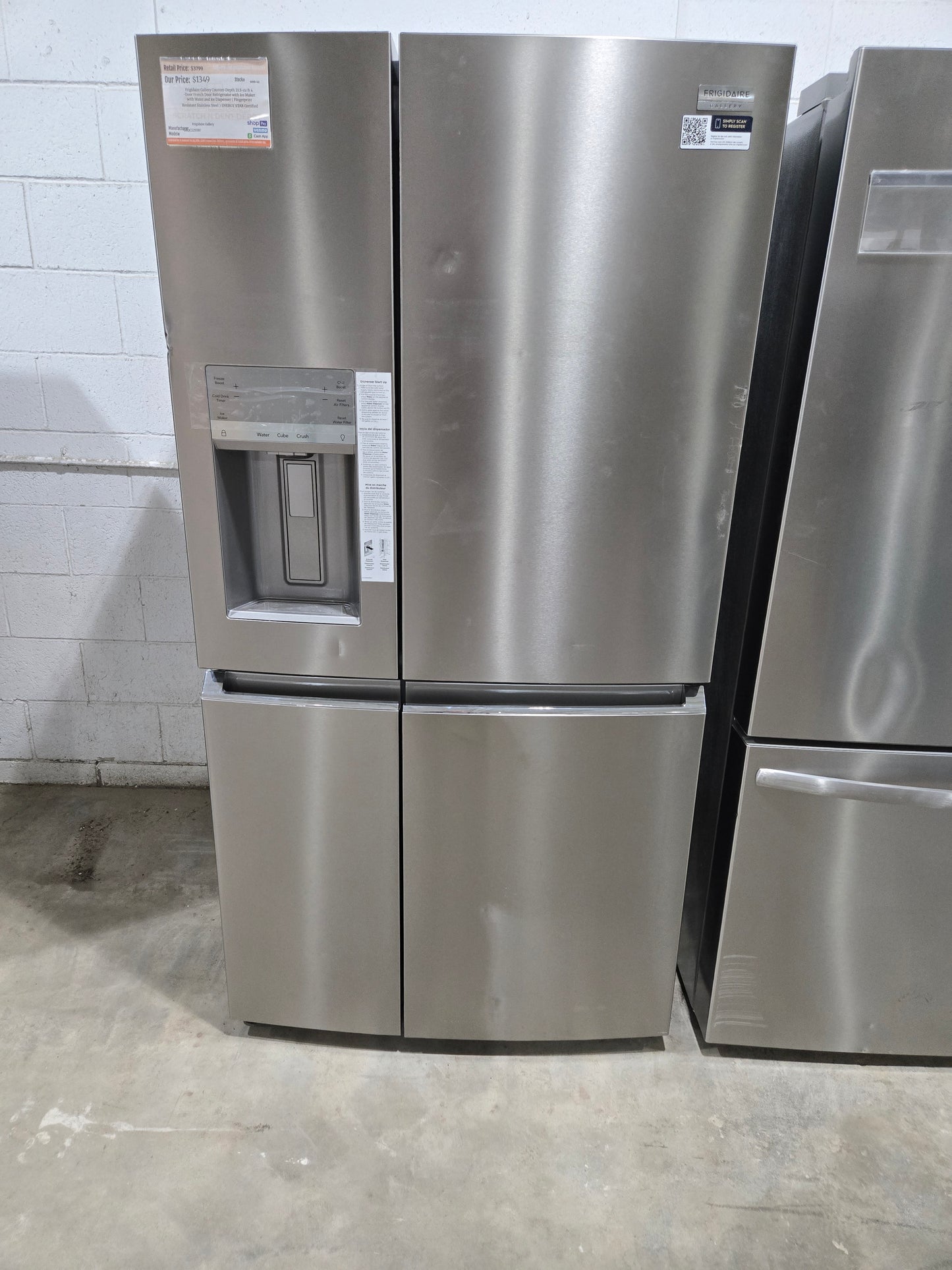 Frigidaire Gallery Counter-Depth 21.5-cu ft 4 -Door French Door Refrigerator with Ice Maker with Water and Ice Dispenser ( Fingerprint Resistant Stainless Steel ) Model# GRQC2255BF