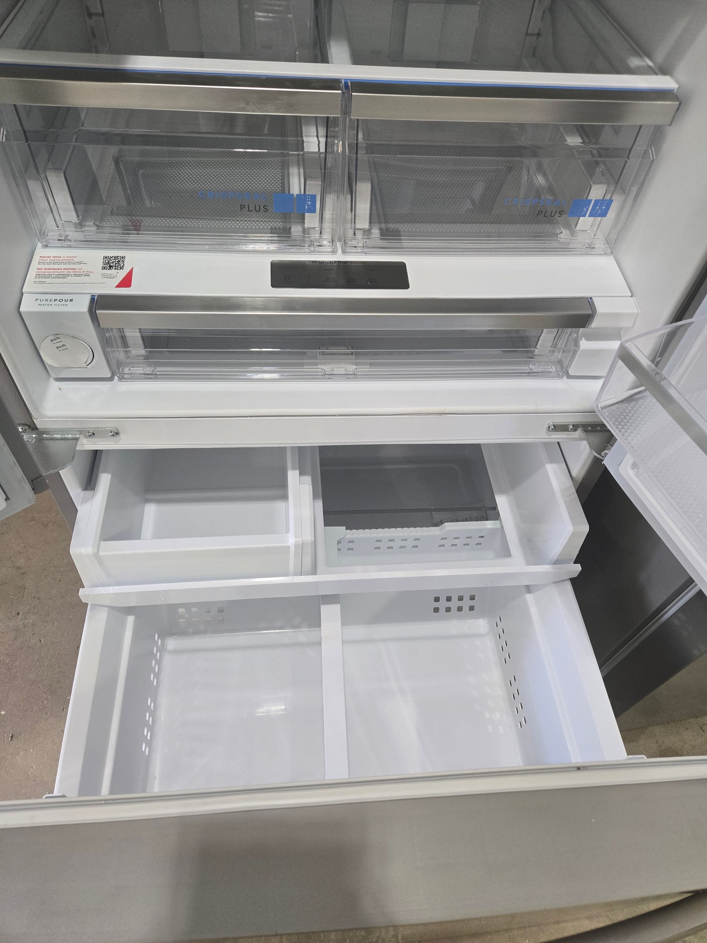 Frigidaire Gallery Standard-Depth 27.8-cu ft 3 -Door French Door Refrigerator with Dual Ice Maker with Water and Ice Dispenser ( Fingerprint Resistant Stainless Steel ) ENERGY STAR Certified Model# GRFS2853AF