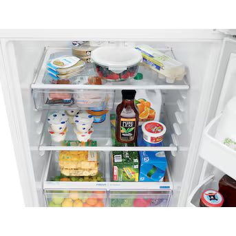 Coming Soon Frigidaire 18.3-cu ft Standard-Depth 30-in Wide Top-Freezer Refrigerator ( White ) Garage Ready Model# FFTR1835VW