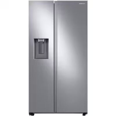 Samsung 22-cu ft Counter-Depth 36-in Wide Side-by-Side Refrigerator Smart Compatible with Ice Maker ,Water and Ice Dispenser ( Fingerprint Resistant Stainless Steel ) ENERGY STAR Certified Model# RS22T5201SR