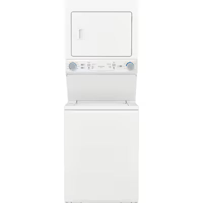 Frigidaire Quick Wash Dry Cycle, Maxfill Wash Cycle Gas Stacked Laundry Center with 3.9-cu ft Top load Washer and 5.6-cu ft Dryer White Model# FLCG7522AW