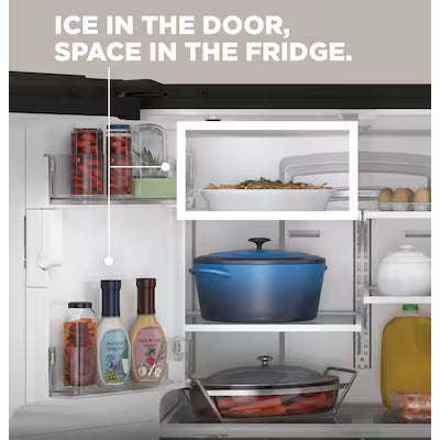 GE Standard-Depth 25.6-cu ft 3 -Door 36-in Wide French Door Refrigerator with Ice Make( Fingerprint-resistant Stainless Steel ) ENERGY STAR Certified Model# GFE26JYMFS by Scratch N Dent Depot