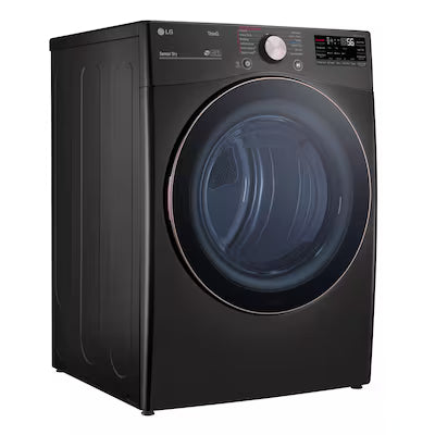 LG True Steam 7.4-cu ft Stackable Vented Electric Dryer with Steam Cycle ( Black Steel ) Model# DLEX4000B