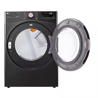 LG TrueSteam 7.4-cu ft Stackable Vented Gas Dryer with Steam Cycle ( Black ) Model# DLGX4001B by Smiths Appliance & Furniture