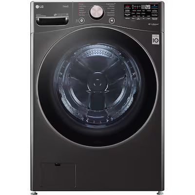 LG TurboWash 360 High Efficiency Stackable Medium ( 4.5-cu ft ) Front-Load Washer with Steam Cycle ( Black Steel ) Model# WM4000HBA