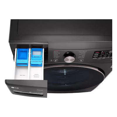 LG TurboWash 360 High Efficiency Stackable Medium ( 4.5-cu ft ) Front-Load Washer with Steam Cycle ( Black Steel ) Model# WM4000HBA by Scratch N Dent Depot