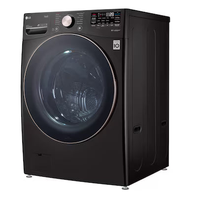LG TurboWash 360 High Efficiency Stackable 4.5-cu ft  Front-Load Washer with Steam Cycle ( Black Steel ) Model# WM4000HBA