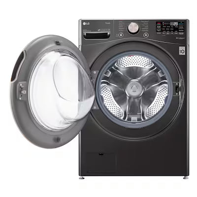 LG TurboWash 360 High Efficiency Stackable Medium ( 4.5-cu ft ) Front-Load Washer with Steam Cycle ( Black Steel ) Model# WM4000HBA