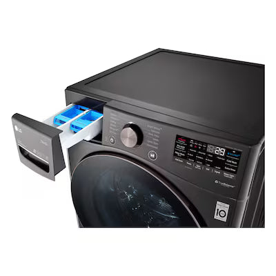 LG TurboWash 360 High Efficiency Stackable Medium ( 4.5-cu ft ) Front-Load Washer with Steam Cycle ( Black Steel ) Model# WM4000HBA by Smiths Appliance & Furniture