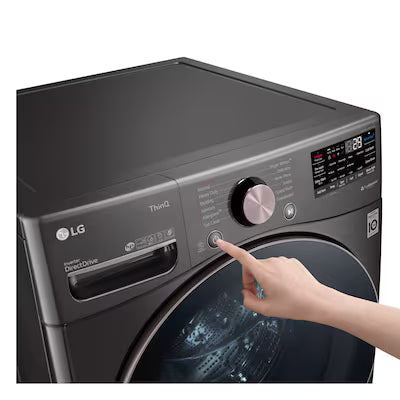 LG TurboWash 360 High Efficiency Stackable Medium ( 4.5-cu ft ) Front-Load Washer with Steam Cycle ( Black Steel ) Model# WM4000HBA by Smiths Appliance & Furniture