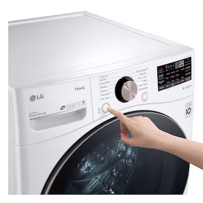 LG TurboWash 360 High Efficiency Stackable Medium ( 4.5-cu ft ) Front-Load Washer with Steam Cycle ( White ) Model# WM4000HWA by Scratch N Dent Depot
