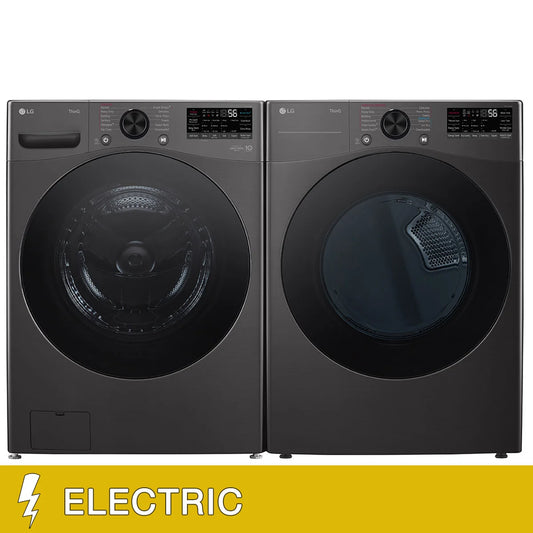 LG TurboWash 360 High Efficiency 4.5-cu ft  Front-Load Washer with Steam Cycle & Electric Dryer( Black Steel ) Model# WM4080HBA & DLEX4080B
