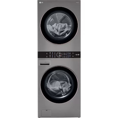 LG WashTower Electric Stacked Laundry Center with 4.5-cu ft Front load Washer and 7.4-cu ft Dryer ( Graphite Steel ) Model# WKE100HVA by Scratch-n-Dent Depot