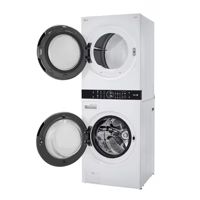 LG WashTower Electric Stacked Laundry Center with 4.5-cu ft Front load Washer and 7.4-cu ft Dryer ( White ) Model# WKE100HWA by Scratch N Dent Depot