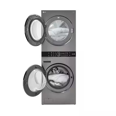 LG WashTower Electric Stacked Laundry Center with 4.5-cu ft Front load Washer and 7.4-cu ft Dryer ( Graphite Steel ) Model# WKE100HVA by Scratch-n-Dent Depot
