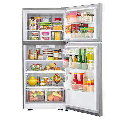 LG 20.2-cu ft Standard-Depth 30-in Wide Top-Freezer Refrigerator ( Stainless Steel ) ENERGY STAR Certified Model# LTCS20020S