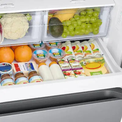Samsung Standard-Depth 22-cu ft 3 -Door 30-in Wide with Ice Maker ( Fingerprint Resistant Stainless Steel ) ENERGY STAR Certified Model# RF22A4221SR by Scratch N Dent Depot