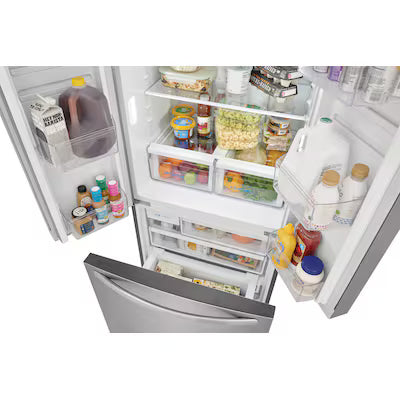 Frigidaire Counter-Depth 17.6-cu ft 3 -Door 31-in Wide French Door Refrigerator with Ice Maker ( Fingerprint-Resistant Stainless Look ) ENERGY STAR Certified Model# FRFG1723AV by Smiths Appliance & Furniture