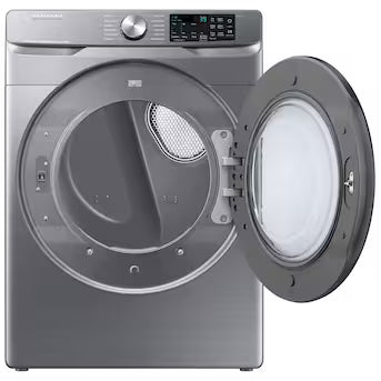 Samsung 7.5-cu ft Stackable Vented Electric Dryer with Steam Cycle ( Platinum ) Model# DVE45B6300P A19-24 by Scratch-n-Dent Depot