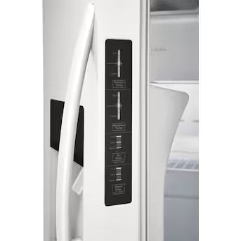 Coming Soon Frigidaire 25.6-cu ft Standard-Depth 36-in Wide Side-by-Side Refrigerator with Ice Maker ,Water and Ice Dispenser ( White ) ENERGY STAR Certified Model# FRSS2623AW