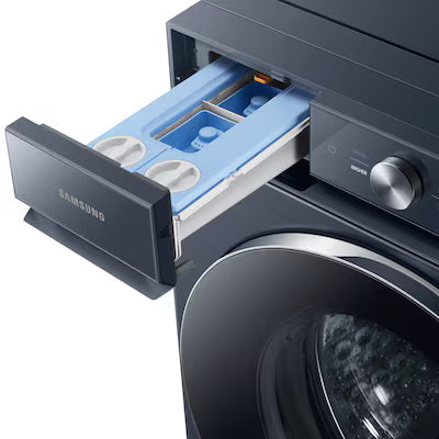 Samsung Bespoke High Efficiency Stackable Extra Large ( 5.3-cu ft ) Front-Load Washer with Steam Cycle ( Brushed Navy ) Model# WF53BB8900AD by Smiths Appliance & Furniture