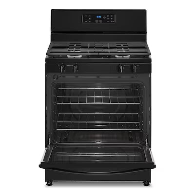 Whirlpool 30-in 4 burners 5.1-cu ft Freestanding Natural Gas Range ( Black ) Model# WFG320M0MB by Scratch N Dent Depot
