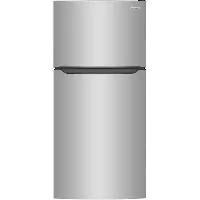 Frigidaire 20-cu ft Standard-Depth 30-in Wide Top-Freezer Refrigerator With Ice Maker ( Stainless Steel ) Garage Ready Model# FFTR2045VS