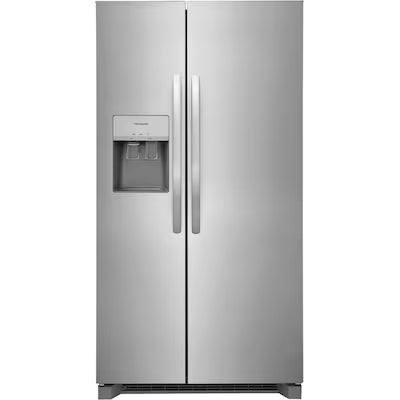Frigidaire 25.6-cu ft Standard-Depth 36-in Wide Side-by-Side Refrigerator with Ice Maker ,Water and Ice Dispenser ( Stainless steel ) ENERGY STAR Certified Model# FRSS2623AS by Smiths Appliance & Furniture