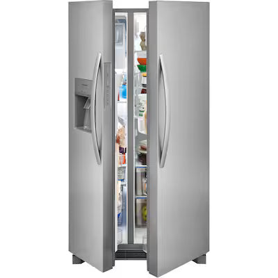 Frigidaire 25.6-cu ft Standard-Depth 36-in Wide Side-by-Side Refrigerator with Ice Maker ( Stainless steel ) ENERGY STAR Certified Model# FRSS2623AS by Scratch N Dent Depot