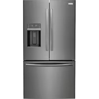 Frigidaire Gallery Standard-Depth 27.8-cu ft 3 -Door French Door Refrigerator with Dual Ice Maker with Water and Ice Dispenser ( Fingerprint Resistant Black Stainless Steel ) ENERGY STAR Certified Model# GRFS2853AD