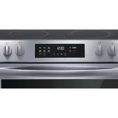 Frigidaire 30-in Glass Top 5 burners 5.3-cu ft Convection Oven Slide-In Electric Range ( Stainless steel ) Model# FCFE3083AS by Smiths Appliance & Furniture