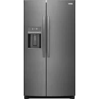 Frigidaire Gallery 22.3-cu ft Counter-Depth Side-by-Side Refrigerator with Ice Maker ,Water and Ice Dispenser ( Fingerprint Resistant Black Stainless Steel ) Model# GRSC2352AD